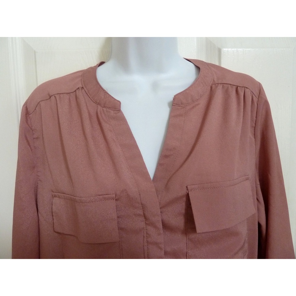 Sara Michelle Women Medium Dusty Rose 3/4 Sleeve Cinched Side Blouse G9593788H - Picture 2 of 7